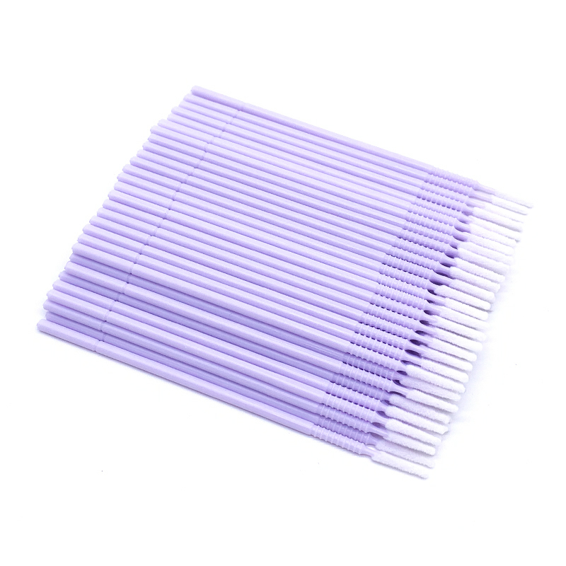 100 Uds microcepillos flexibles aplicadores de microcepillos desechables extensiones de pestañas cepillo de limpieza de pegamento para extensión de pestañas: violet