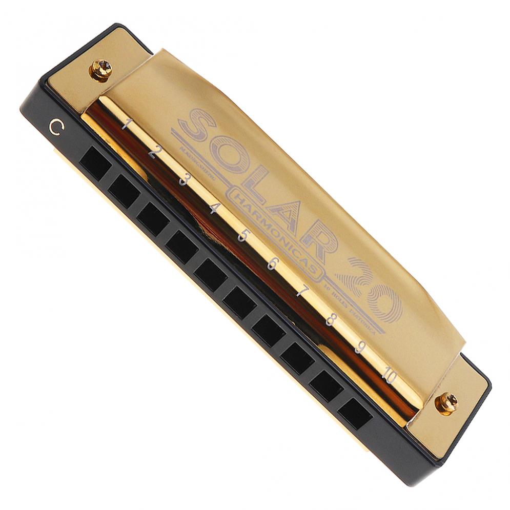 10 Holes Gold Diatonic Harmonica Blues Harp Mouth Organ Key of Reed Musical Instrument Stainless Steel for Beginner