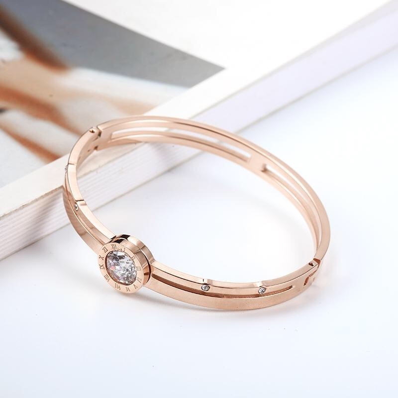 neue Heißer 316 Edelstahl Rose Gold Weibliche Kristalle armreif für Frauen Liebhaber