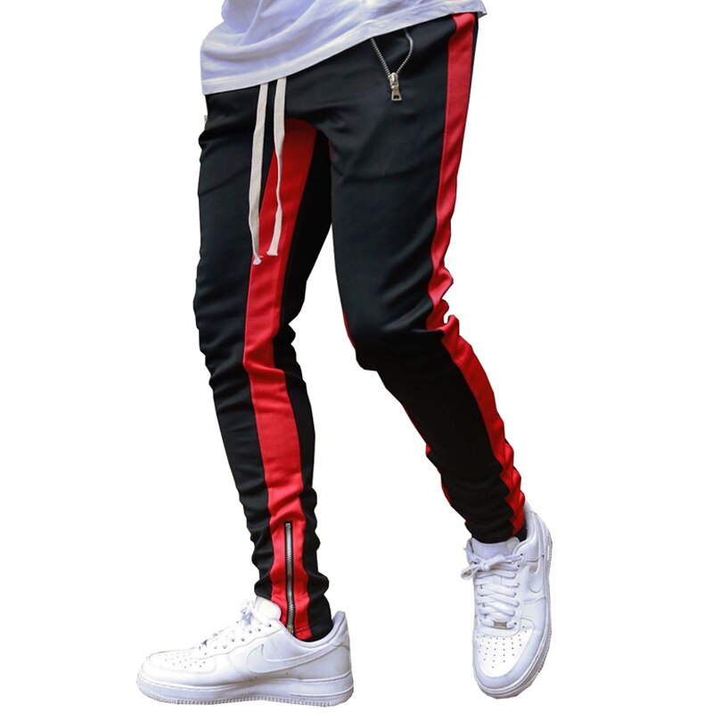 Track Broek Heren Skinny Broek Heren Joggers Joggingbroek Fitness Broek Voor Mannen Met Pocket Strip Broek Jogger Bodem: M / 19CK03-BR  1-2