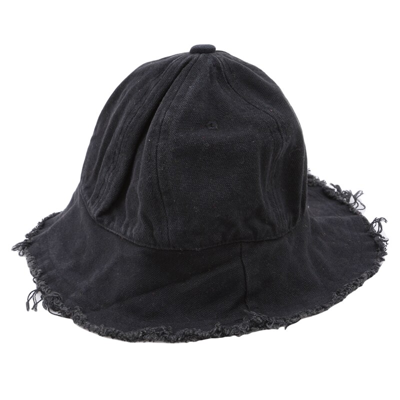 Yksivärinen harajuku bucket hat lasten ulkona ranta aurinkohattu musta keltainen panama kalastus kalastajahattu: Musta