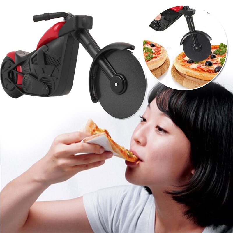 1Pc Motorcycle Rvs Pizza Mes Pizza Wheel Cutter Motorbike Roller Chopper Snijmachine Schil Messen Kitchen Tools