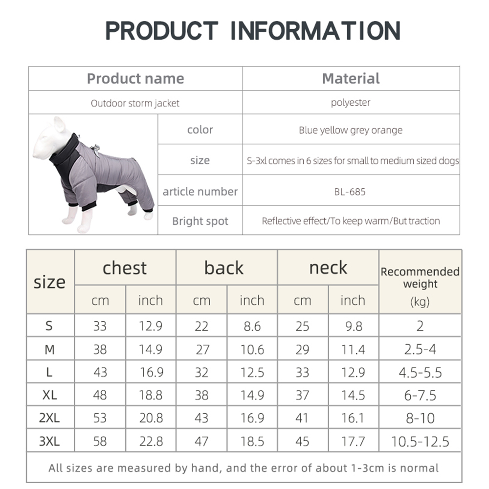 Vêtements réfléchissants d'hiver pour chiens, manteau épais et , avec bretelles, Chihuahua, bouledogue français