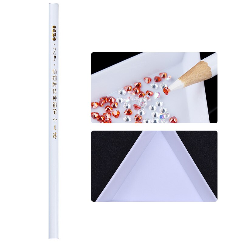1 Pc Kunststoff Dreieckige Nagel Strass Tablett Punktierung Kunststoff Nagel Behälter Deckel Kasten Lagerung fallen DIY Nagel Kunst Werkzeuge: Punktierung Kuli 1