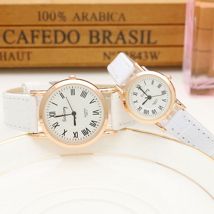 Verkoop Gogoey Romeinse Cijfers Paar Horloges Vrouwen Mannen Lover Couple Dress Quartz Horloge G844-2: White