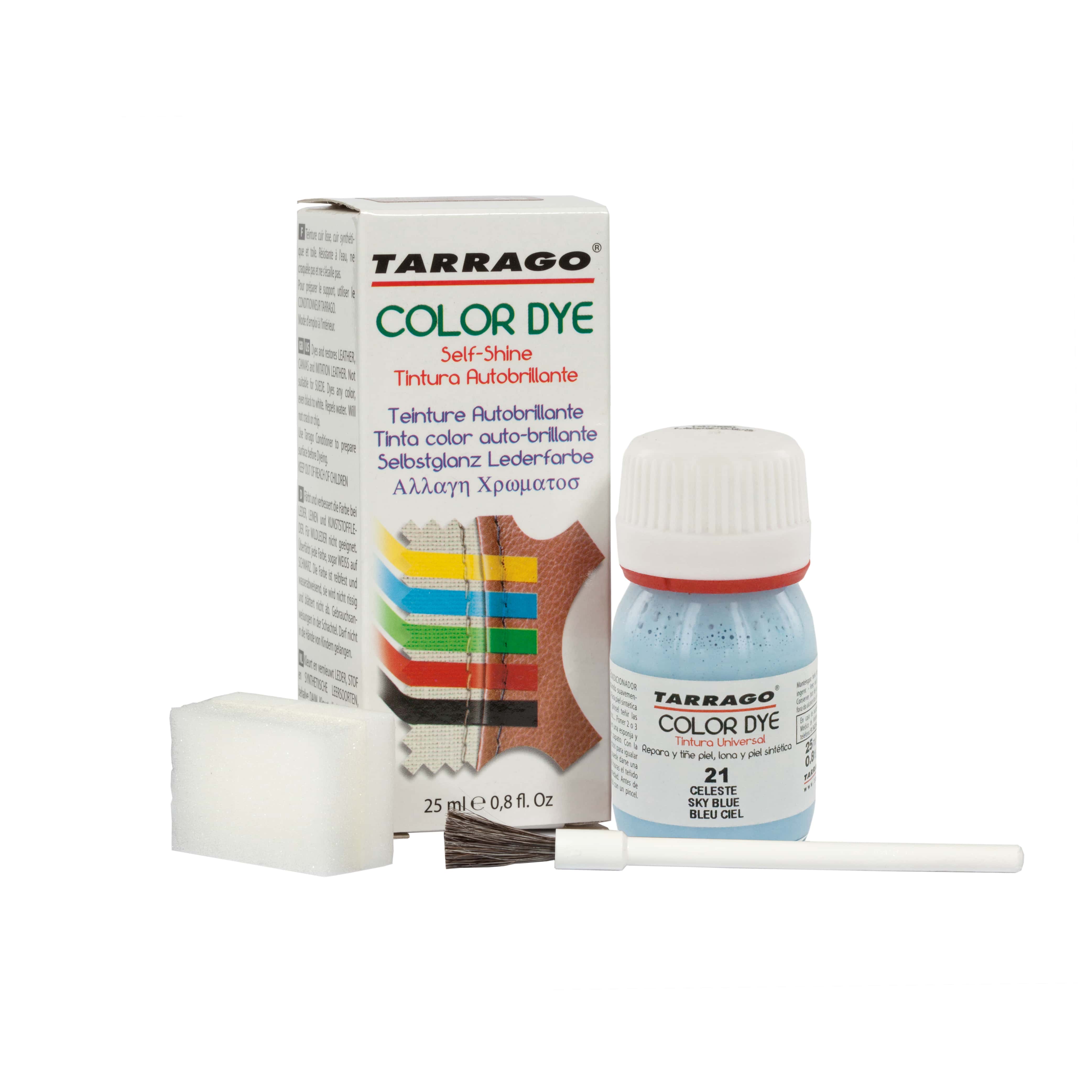 Tarrago | Self Shine Color Dye 25 ml | Tintura Autobrillante para Zapatos | Cubre Rozaduras y Desgastes | Celeste (21)