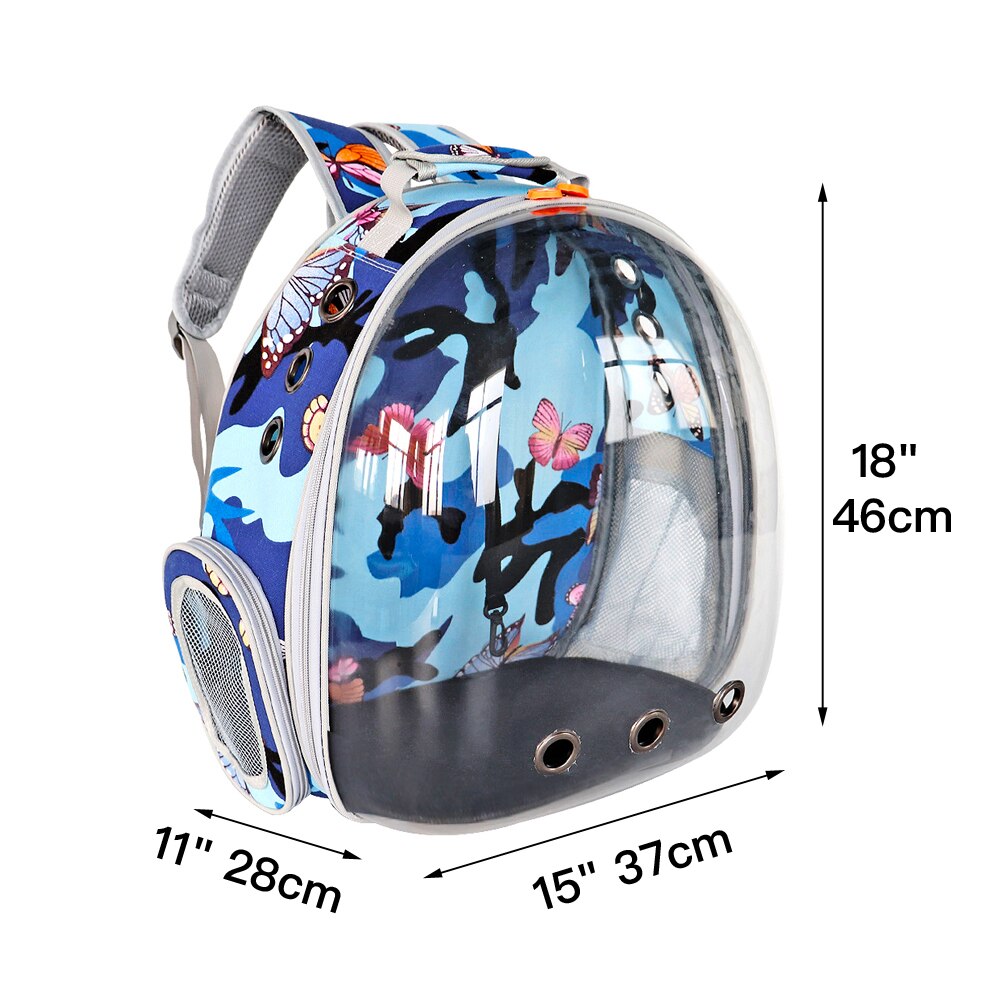 Portable Cat Carrier Bags Cat Backpack Breathable Pet Carriers Small Dog Outdoor Travel Space Capsule Cage Pet Transport Bag: 031 Blue