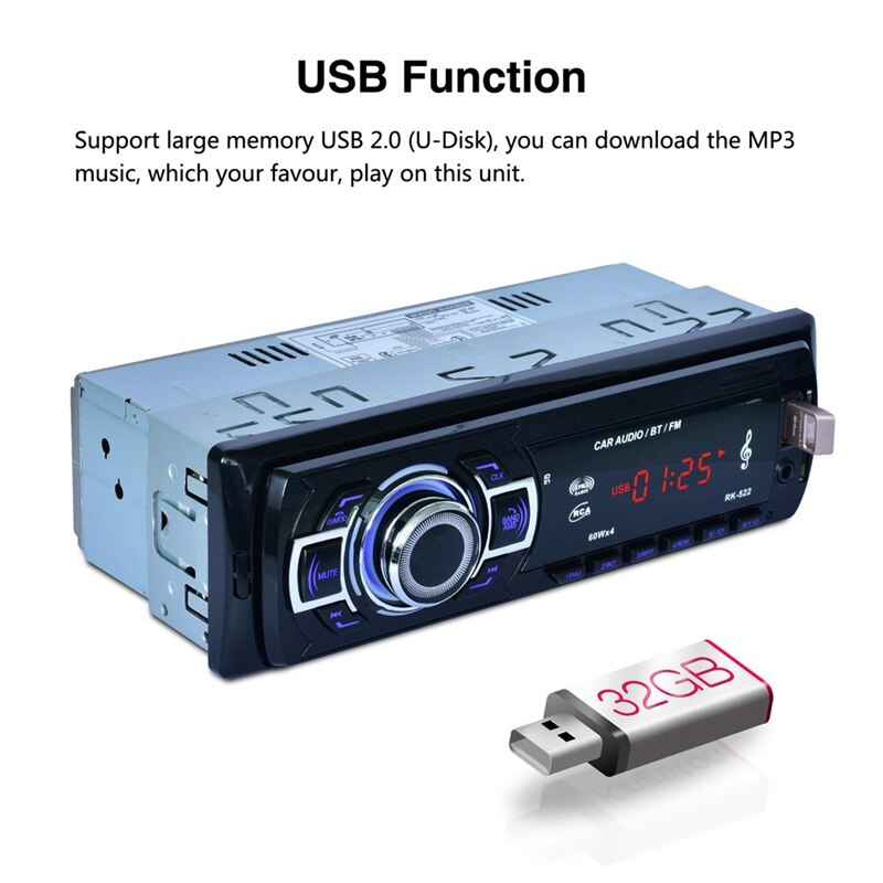 Bil  mp3 spelare bil sd kortläsare usb med bluetooth fm tuner aux i fjärrkontroll rk -522