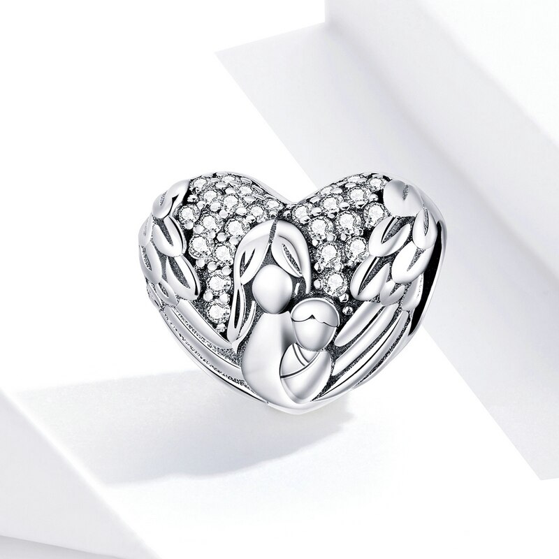 Mowimo mamma mamma hjärta berlocker passar original silver armband 925 sterling silver rosa cz pärla hänge diy halsband smycken