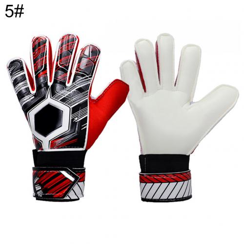 Adult Kids Soccer Goalkeeper Football Latex Slip Gloves Anti-Collision Goalie Full Finger Hand Protection Gloves: Red Size 5