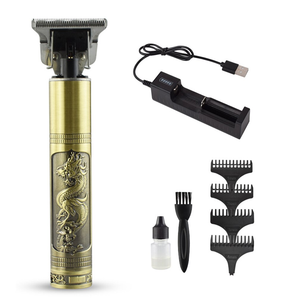 3 cor 5w esculpida máquina de cortar cabelo elétrica usb recarregável nova retro esculpida cabeça óleo tesoura casa elétrica fader: Bronze Buddha