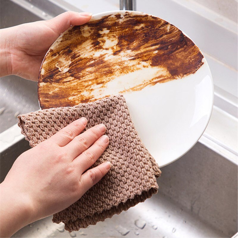 4 pces toalha de limpeza de cozinha casa toalhas de microfibra para a cozinha absorvente pano mais grosso para limpar a mesa de limpeza de micro fibra