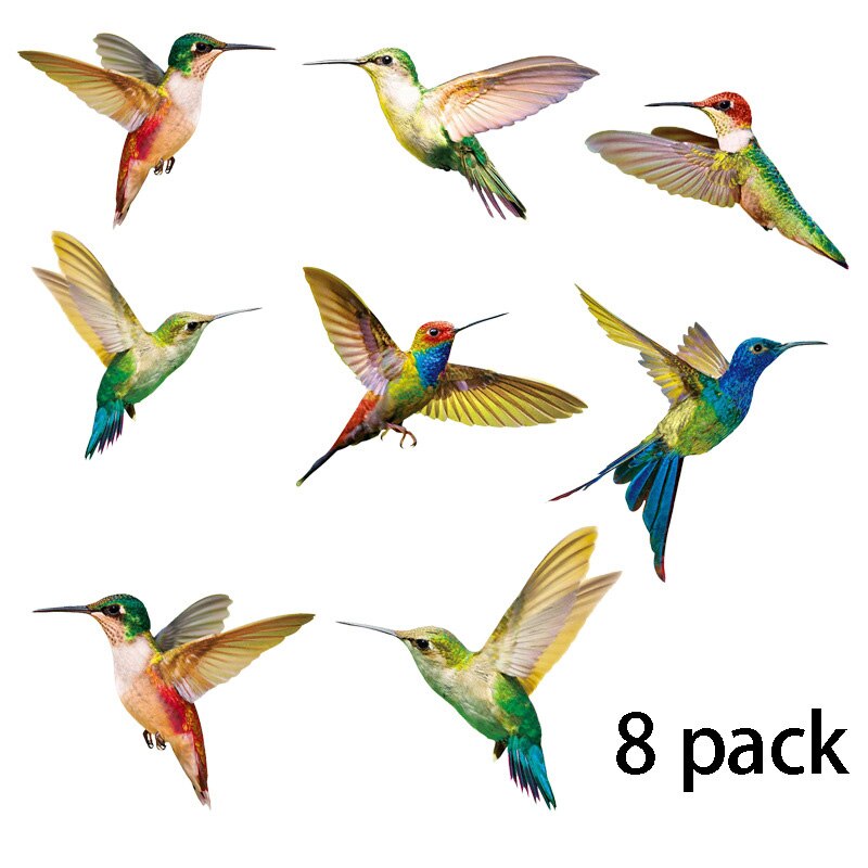 6/8pcs Hummingbird Sticker Glass Decal Electrostatic Glass Film Anti-Collision Window Cling Non Adhesive Window Decor Decals: 8Pack