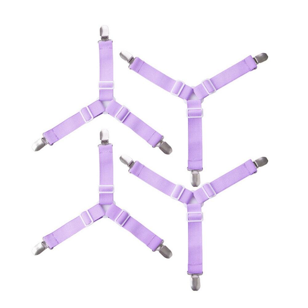 Lot de 4 pinces à suspendre, cordon, crochet, boucle, fermoirs, élastiques réglables, housse de matelas, couvertures, attaches, clips pour draps de lit: Violet