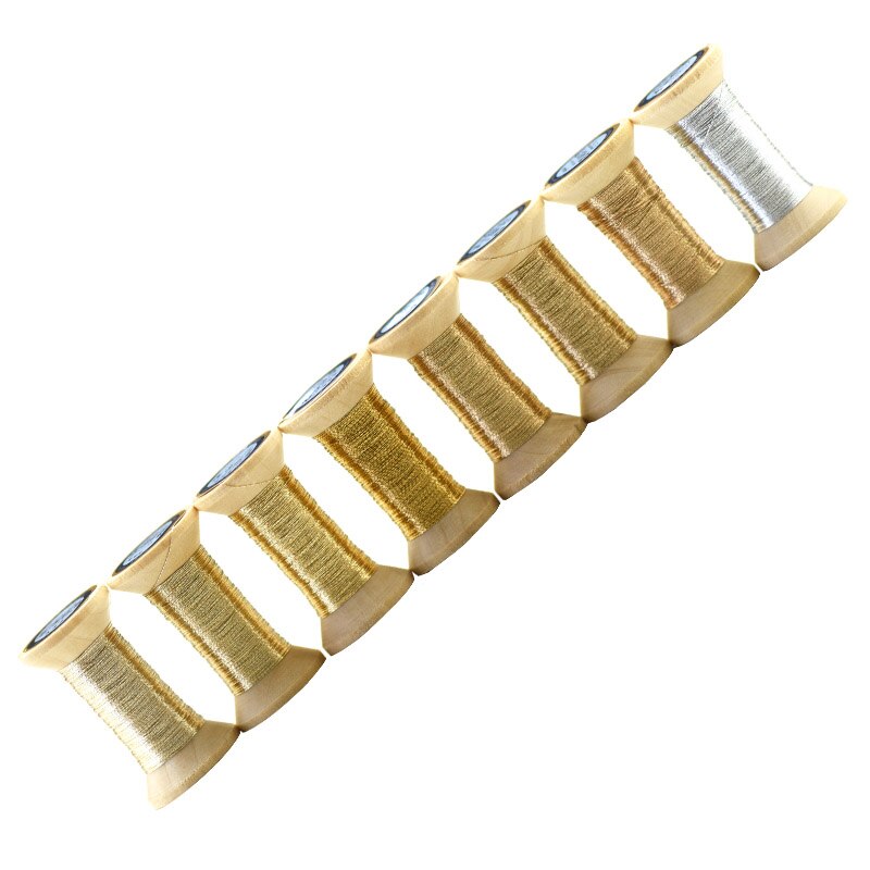 Hilo de color degradado para bordado francés, carrete de bordado, hilo de bordado dorado colorido, 50 metros por pieza, dorado champán