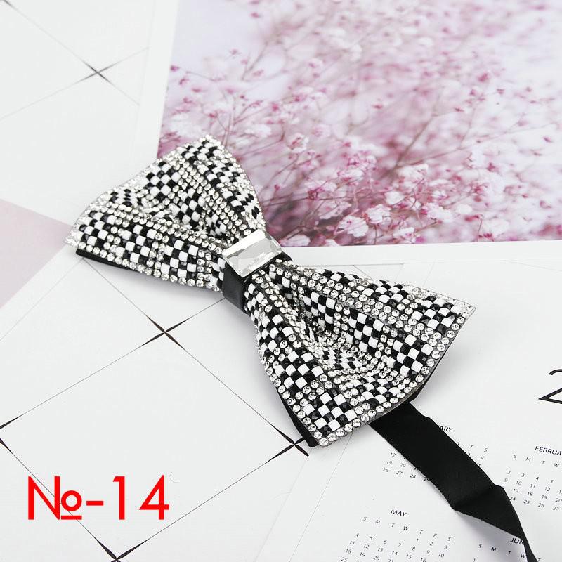 Nœud papillon rayé en diamant Pu pour hommes, accessoire de luxe, Super Cool, avec strass, pour mariage: 14