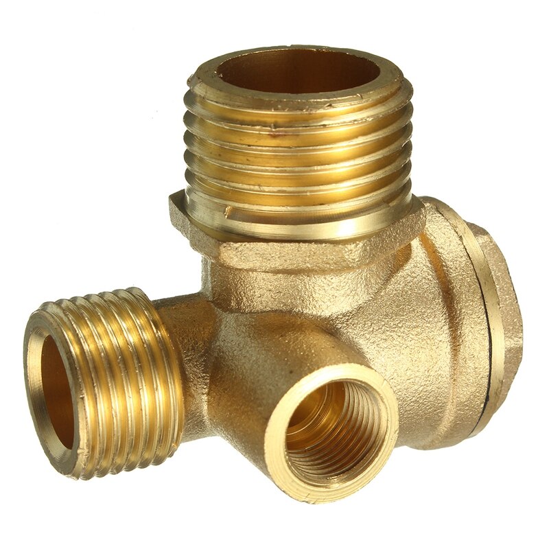 3 Port Brass Air Compressor Valve Air Central Pneumatic Compressor Check Valve 44x44x30mm Valves Thread 90 Degree DIY Home Tools