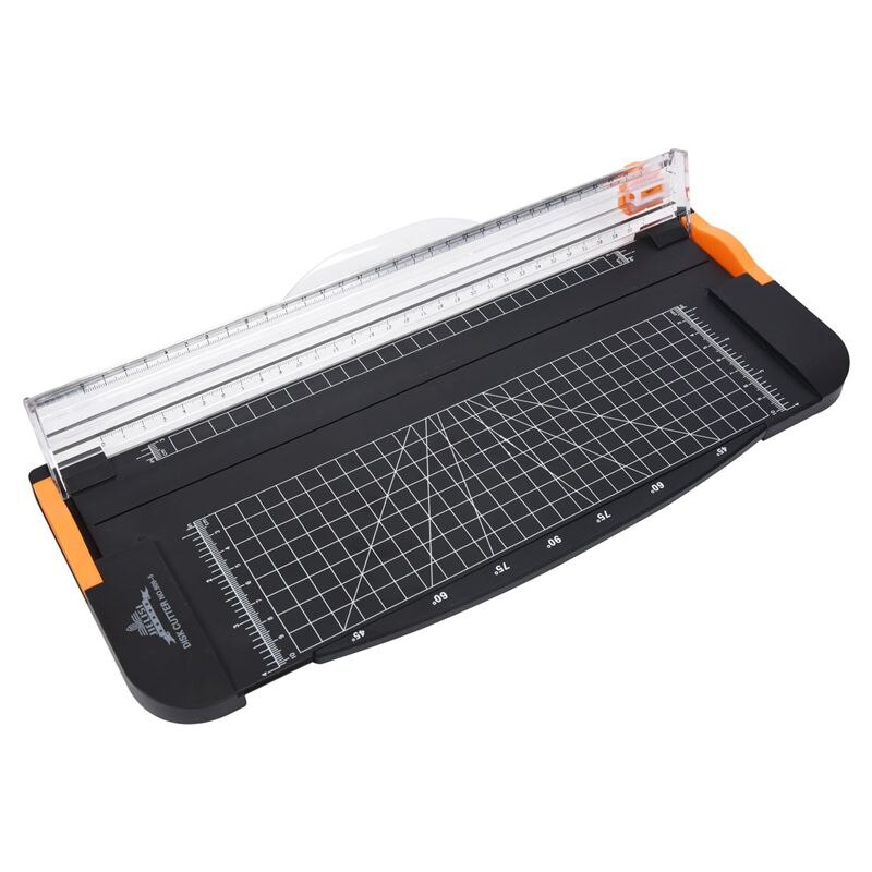 Jielisi 12 Inch A4 Paper Cutter Trimmer Zwart-Oranje Met Multi-Functie * Automatische Beveiliging Safeguard Wanneer Snijden *