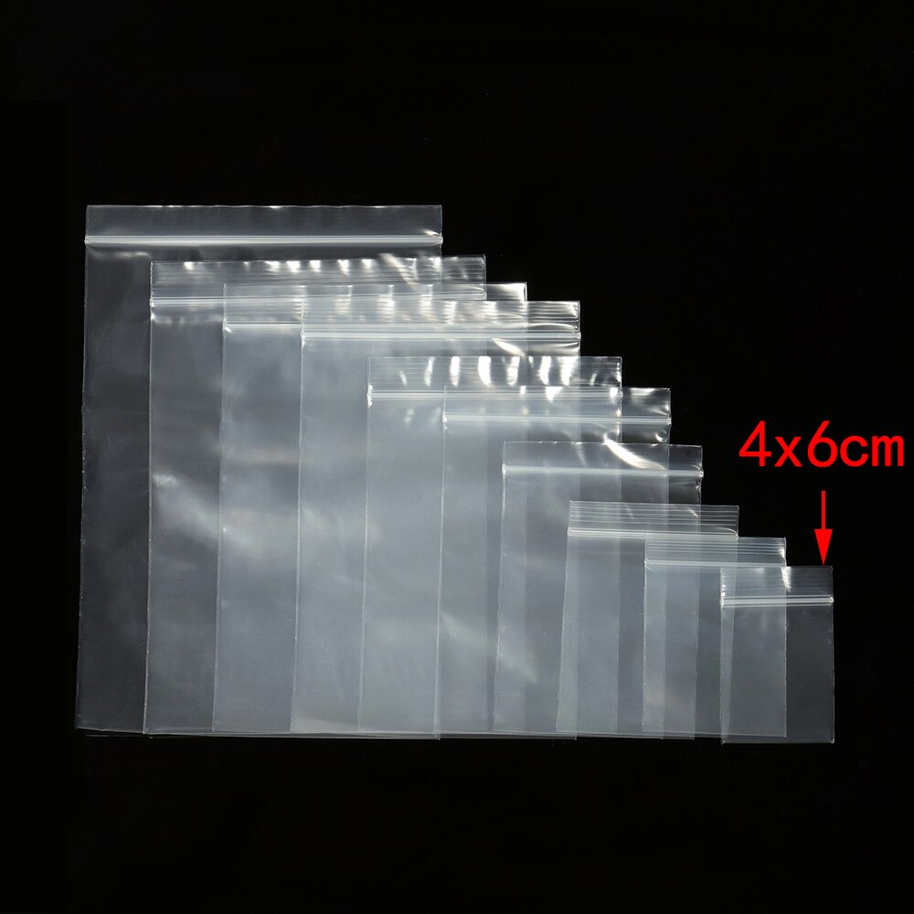 100pcs Transparent Self Sealing Zip Zipper Lock Plastic Bags 4*6/5*7/6*8/7*10cm Clear Ziplock Bags for Jewelry Packaging Bag: 4x6cm