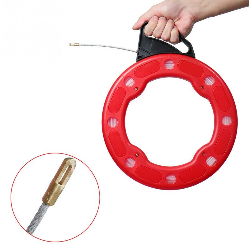 30m Electrician Ducting Cable Conduit Construction Spring Head Flexible Rodder Nylon Wall Line Wire Puller Fish Tape Tool