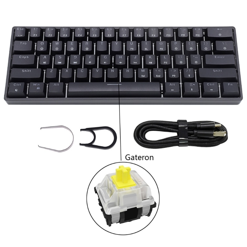 SK61 Portable 60% Mechanical Keyboard Gateron Optical Switches RGB Backlit Swappable Wired Gaming Keyboard for PC Mac