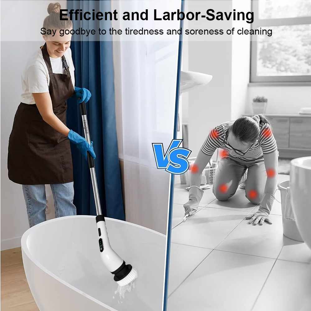 Electric Cleaning Brush with 9 Replaceable Brush Head Electric Spin Scrubber for Bathroom Toilet Windows Wireless Cleaning Brush