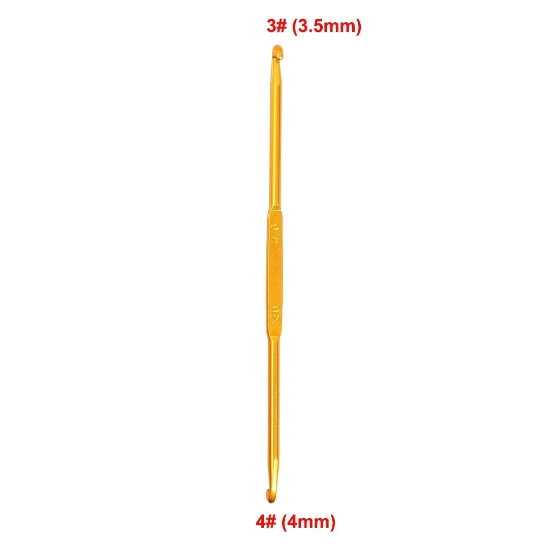 Sewing Crochet Hooks Double Ended Assorted Size Anti Slip Aluminum Alloy Needle Handmade Woven DIY Yarn Kniting Tools: light yellow