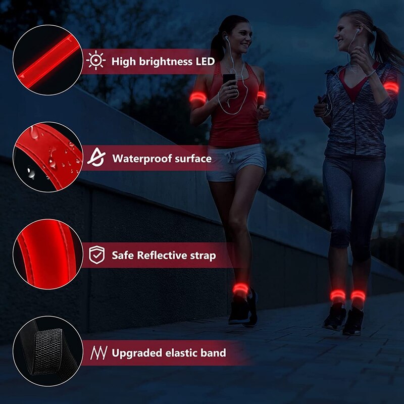 Jabs 2er- pack wiederaufladbare led-armbänder, reflektierende usb-armbänder, laufarmbänder für joggen und sport