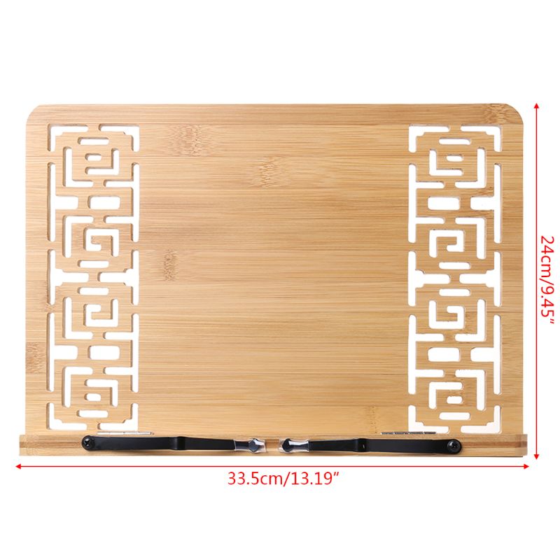 Bamboo Hollow Adjustable Reading Book Holder Tray Page Paper Clips Foldable Tablet Cookbook Portable Sturdy Bookstand K3KB