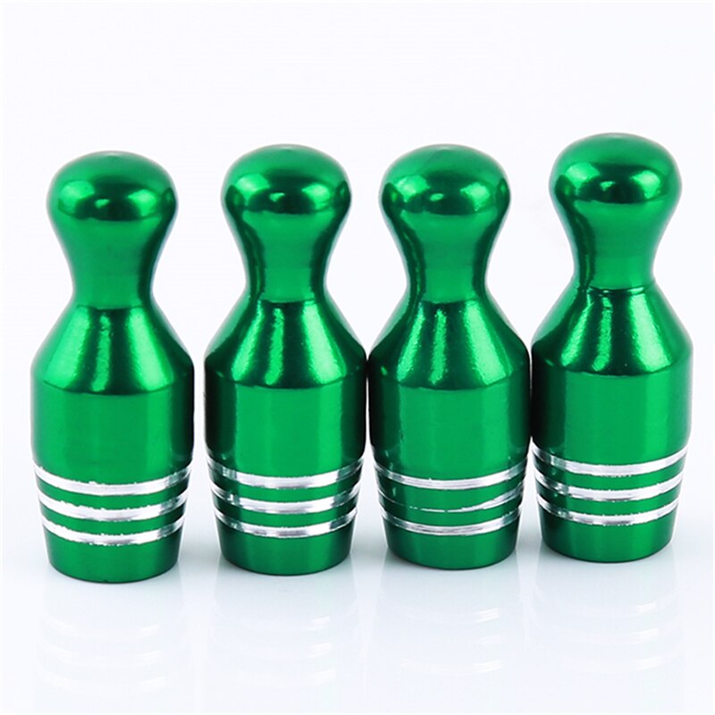 4 stk aluminium bullet bil lastebil deksel bowling dekk felg ventil hjulstamme caps bil-styling dekk cap: Grønn