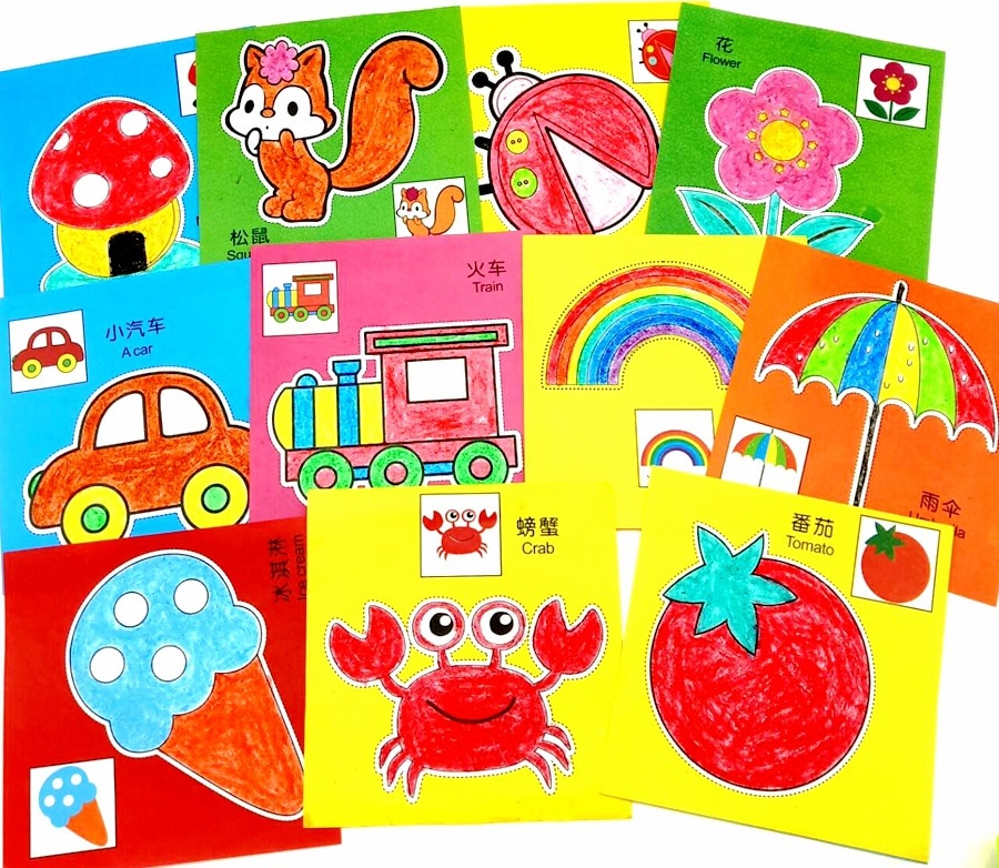 96Pcs/48Pcs Kids Cartoon Kleur Papier Vouwen En Snijden Speelgoed Kinderen Kingergarden Art Craft Diy Educatief Speelgoed gyh