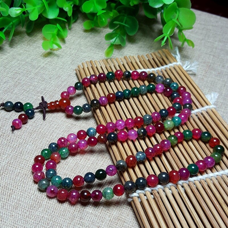 JoursNeige Natural Crystal Bracelets 108 Beads 6mm Round Multi Color Bracelet for Women Jewelry