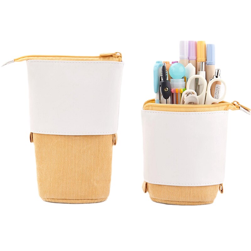 Retractable Pencil Case Sequins Rainbow Large Capacity Multi Pockets School Stationery Bag Pen Case Canvas Pen Holder