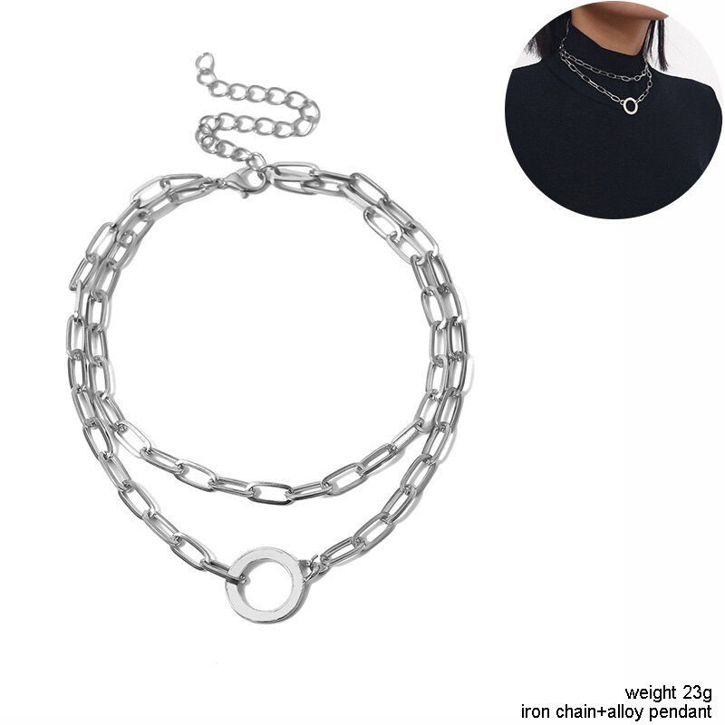 Spaloria Punk couches épaisses chaînes colliers pour femmes Steampunk or couleur cubaine collier ras du cou collier gothique bijoux: N2194-7