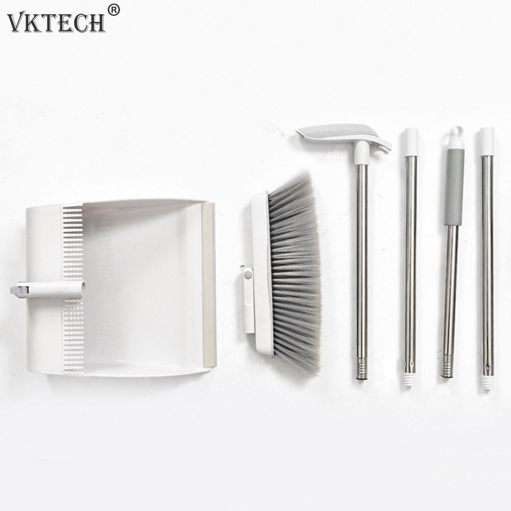 Folding Standing Broom Dustpan Set Rotatable Windproof Floor Cleaning Tool Long Handle Broom Sweep Cleaning Brush Dust Pan