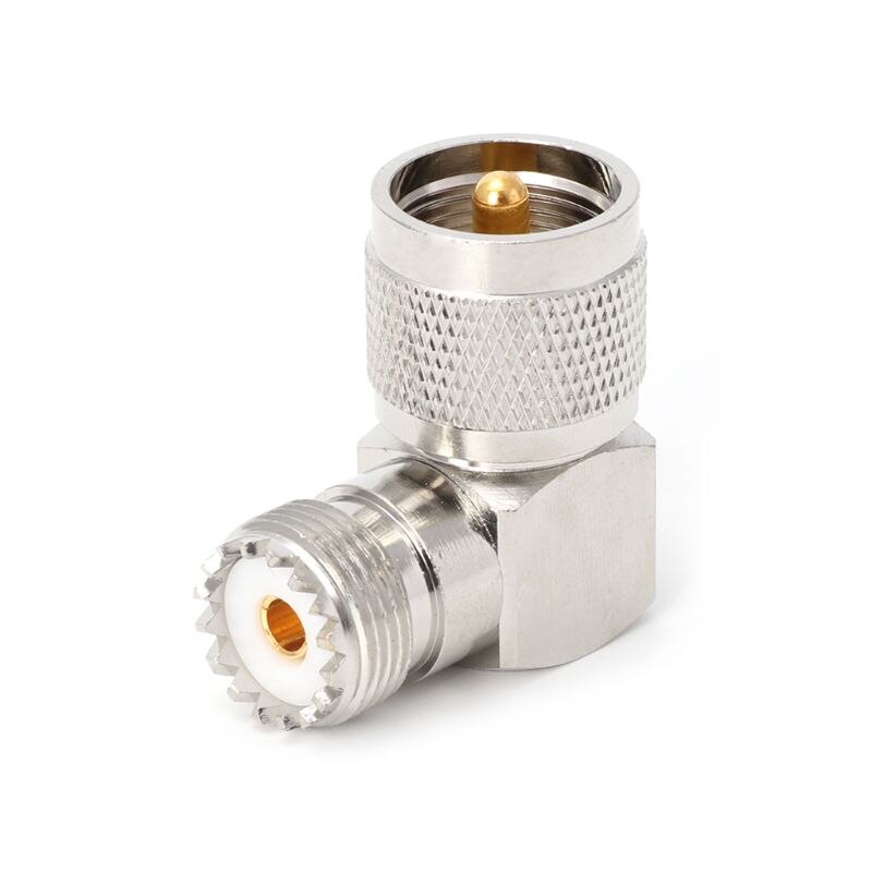 UHF PL259 Male Plug To SO239 Female Jack Right Angle 90 Degree RF Adapter Connector