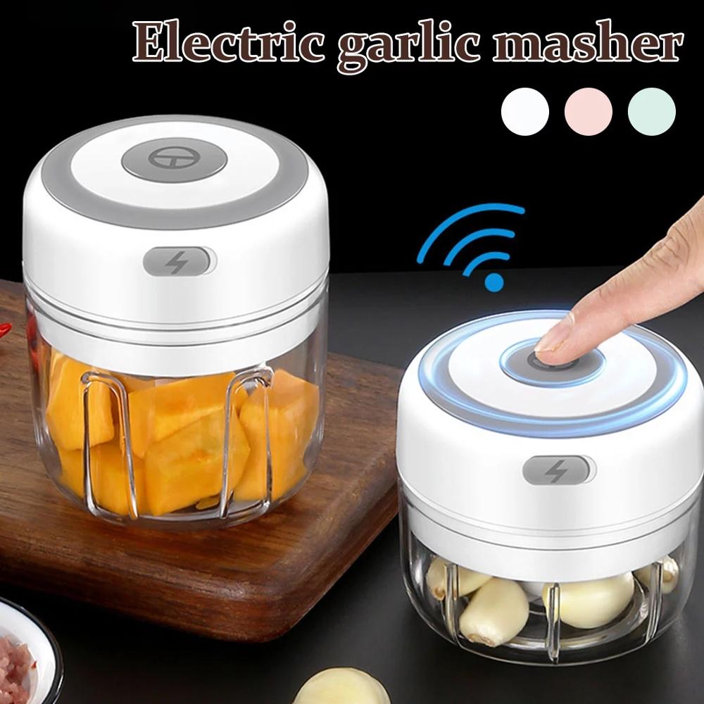 100/250ml Mini USB Wireless Electric Garlic Masher Press Mincer Vegetable Chili Meat Grinder Food Chopper Kitchen Tools