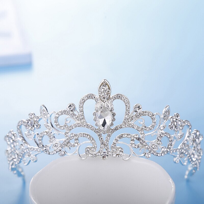 Women Girls Wedding Bride Crown Headwear Rhinestone Tiaras Cute