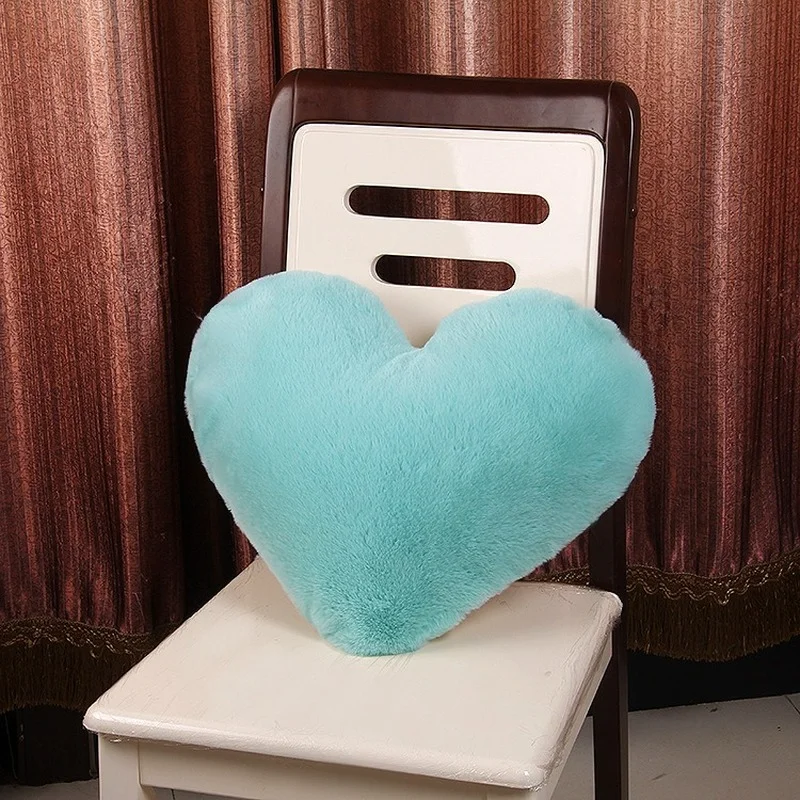 Faux Fur Sheepskin Pillow Cover Love Heart Shaped Sofa Cushion Cover Solid Colour Beds Pillowcase Valentines Day Home Decor