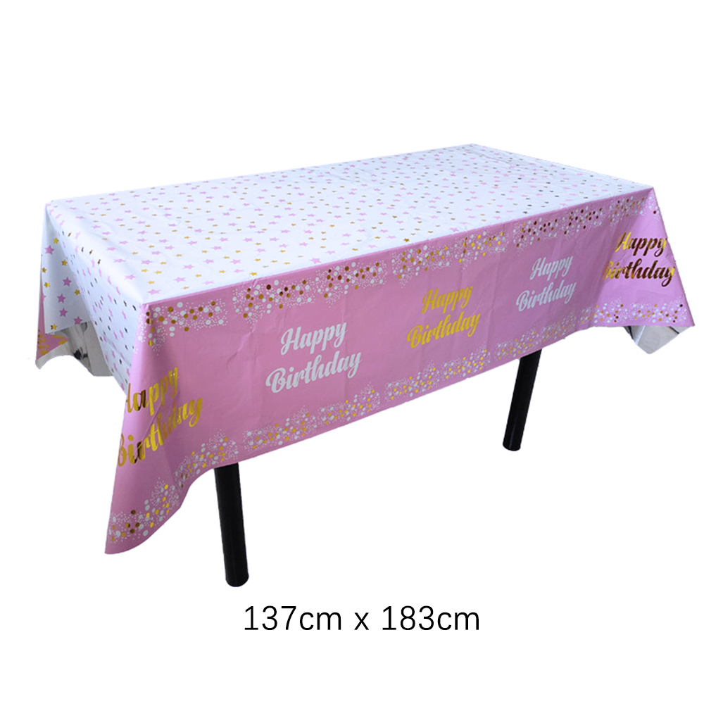 Toalha de mesa descartável feliz aniversário, pano de mesa retangular, Wipe Table Cover for Birthday Party, Baby Shower Decor, Dot and Star Impresso