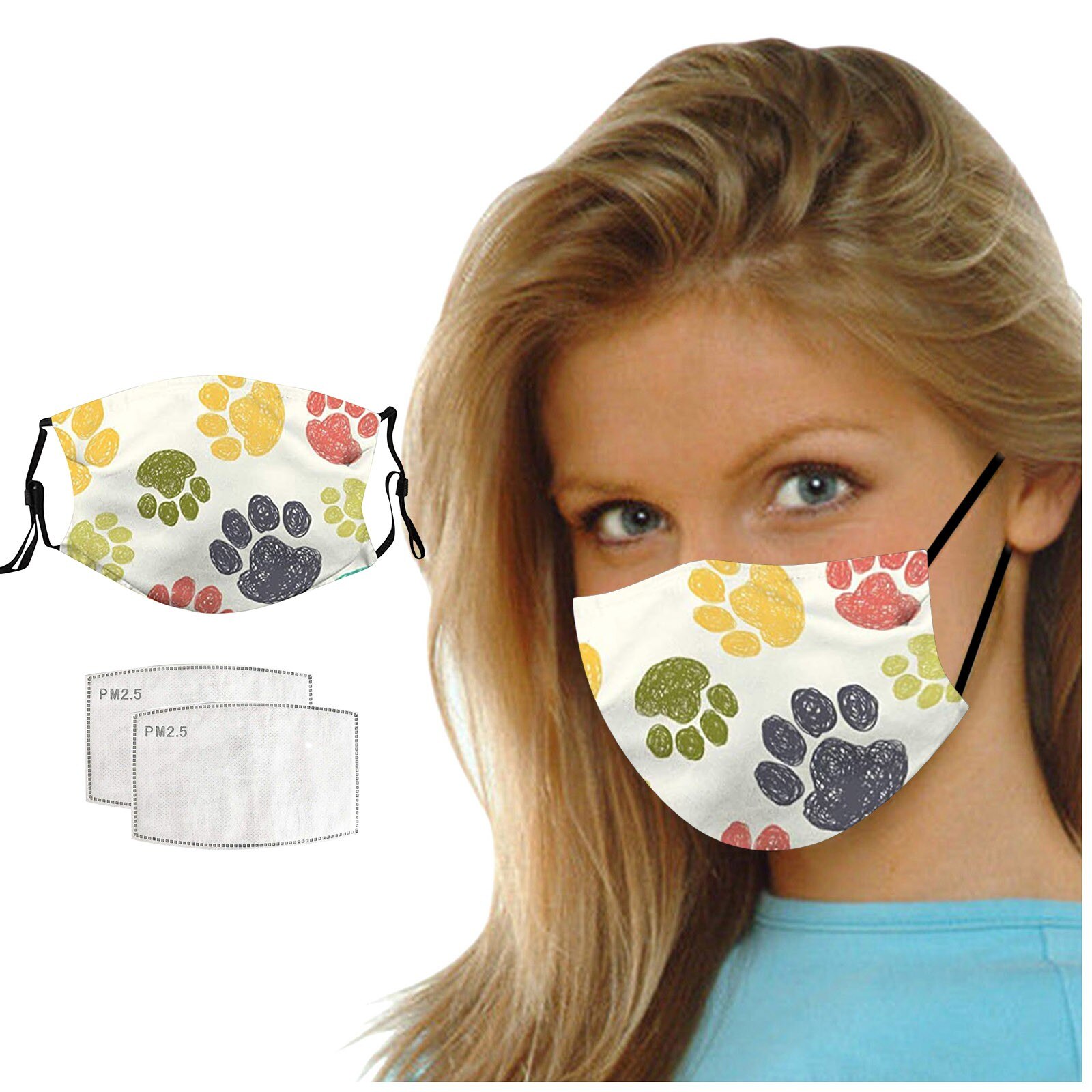 ski Fasemask Adult Animal Dog Printed Bandana Washable Reusable Fabric Lavables Masque Bandana: L