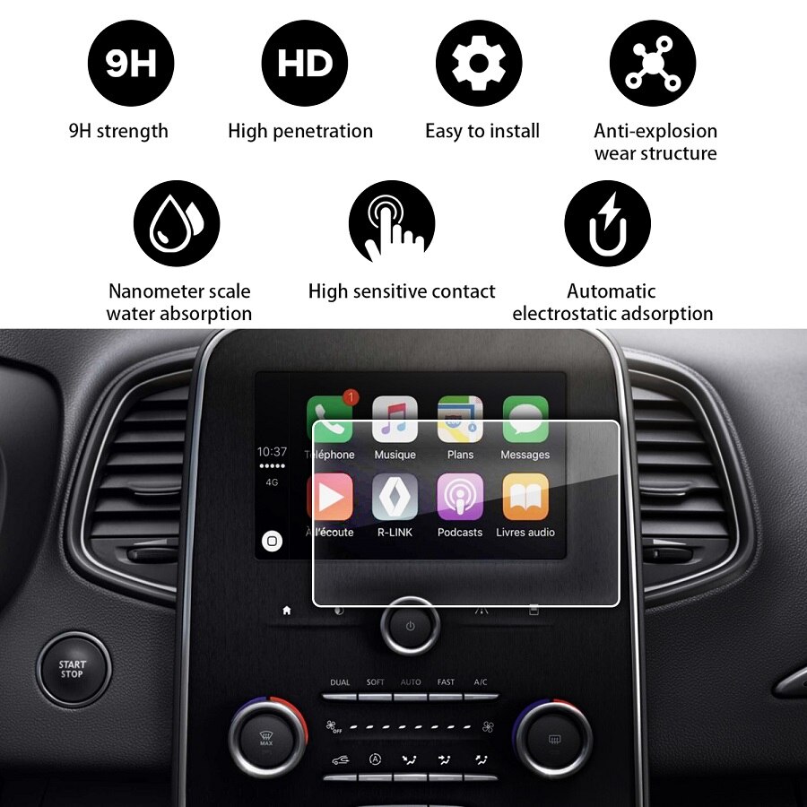 Ruiya skjermbeskytter i herdet glass for renault talisman/renault espace r-link bilnavigasjonsdisplay: 7- tommer