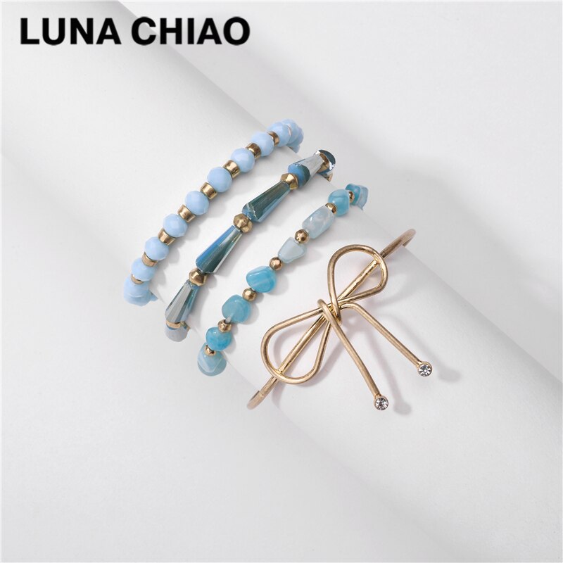 Luna chiao sieraden stapelbare gelaagde armband met natuursteen, set met meerdere lagen armbanden voor vrouwen