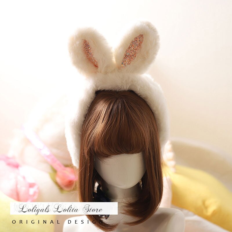 Sweet Winter Ear Muffs with Bunny Ear: Ivoor
