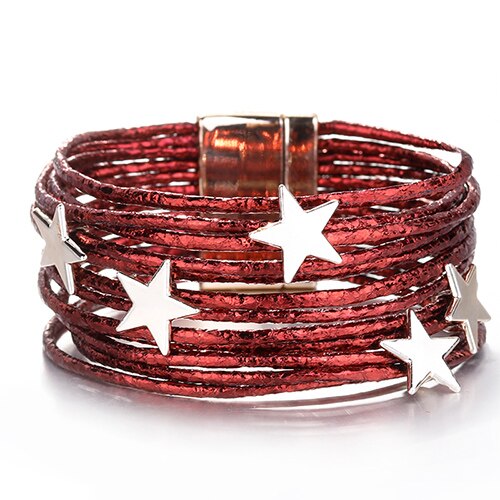 Flashbuy Star Leather Bracelet for Women Simple Multi-layer Magnetic Charms Bangles Party Jewelry: 6