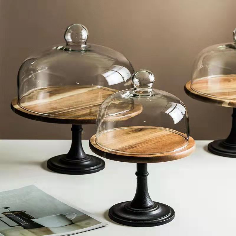 Wooden High Base Cake Plate Stand Dessert Plate Wedding Party Cake Dessert Plate Tray Wooden Dishes Wood Serving Tray Cake Cover