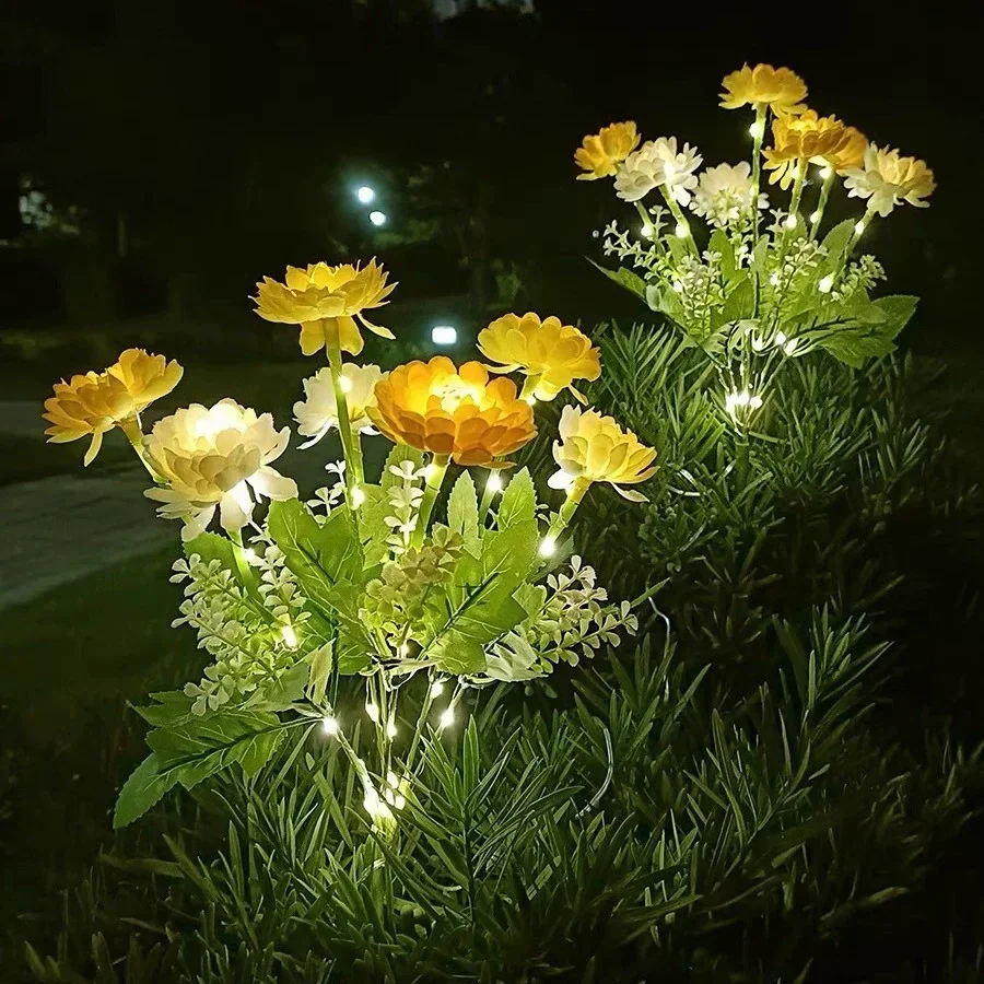 LED Simulation Butterfly Sunflower Outdoor Solar Light Garden Summer Landscape Lighting Camping Wedding Party Decor Lawn Lamp