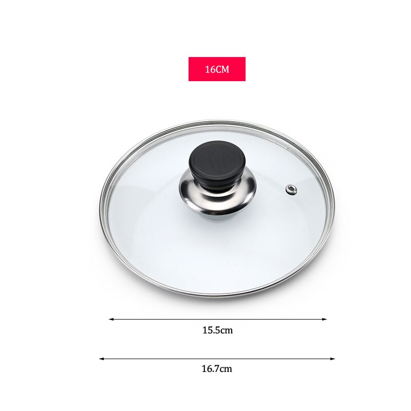 Cookware Reinforced Glass Lid Tempered Wok Lid Pyrex Glass Round Chef Pan Lid with Knob Premium Qualtiy Pan Cover: ITEM INFO 16CM