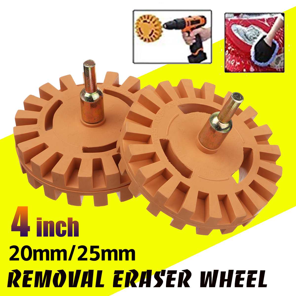 4 inch Rubber Gum Wheel Adapter Voor Verwijderen Auto Lijm Sticker Krijtstreep Decal Grafische Auto Reparatie Verf Tool