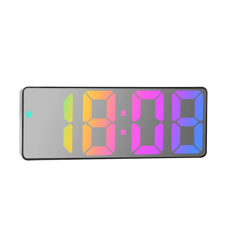 Acryl // Spiegel digitaler Wecker Sprach steuerung bunte Schrift Nacht modus Tisch uhr Schlummer 12/24h elektronische LED-Uhren: Rot